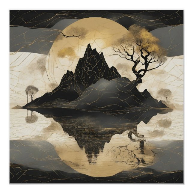 The Misty Mountain Black & Gold Poster (Front)