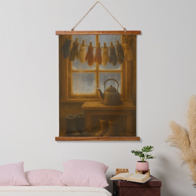 The Mitten Line – Warmth Waiting Inside Hanging Tapestry (Bedroom)