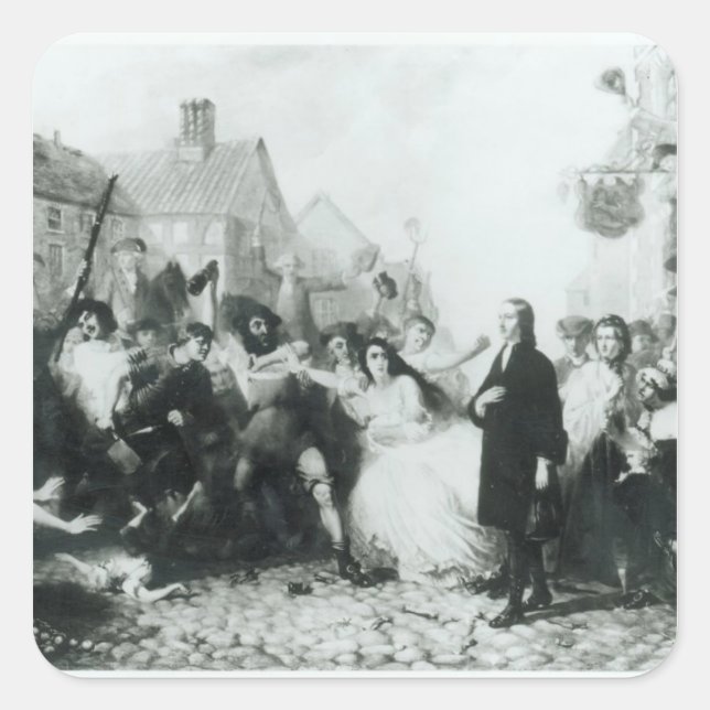 The Mobbing of John Wesley  at Wednesbury Square Sticker (Front)