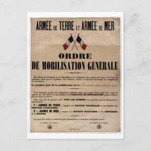 The Mobilisation in France on August 1, 1914 Postcard