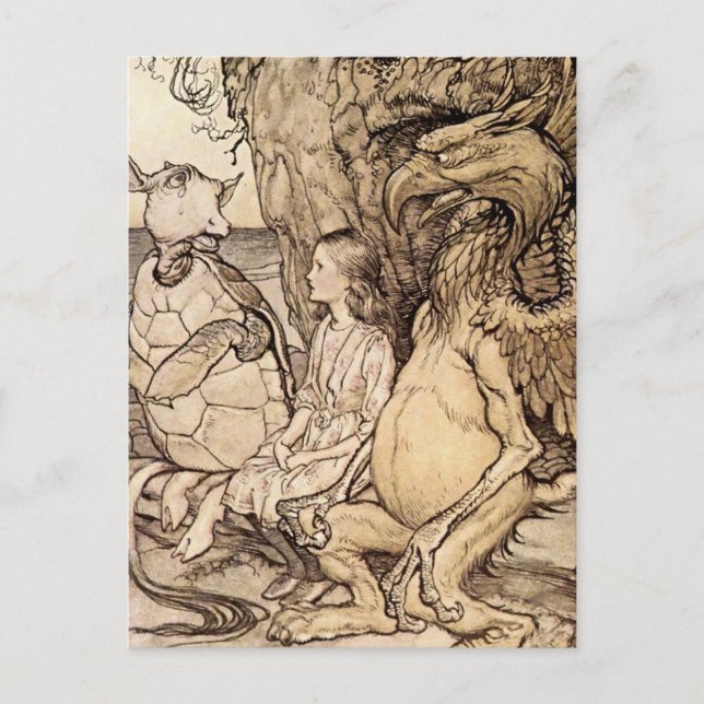 “The Mock Turtle’s Story” by Arthur Rackham Postcard (Front)