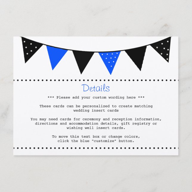The Modern Blue Bunting Wedding Collection Enclosure Card (Front)