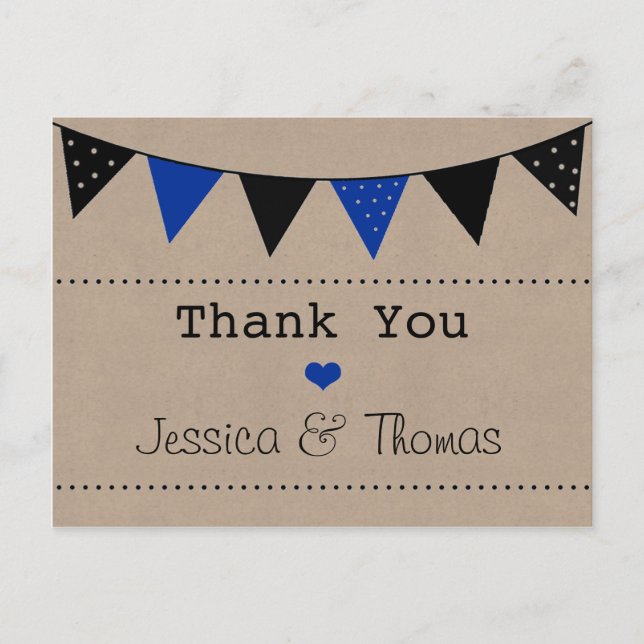 The Modern Blue Bunting Wedding Collection Postcard (Front)
