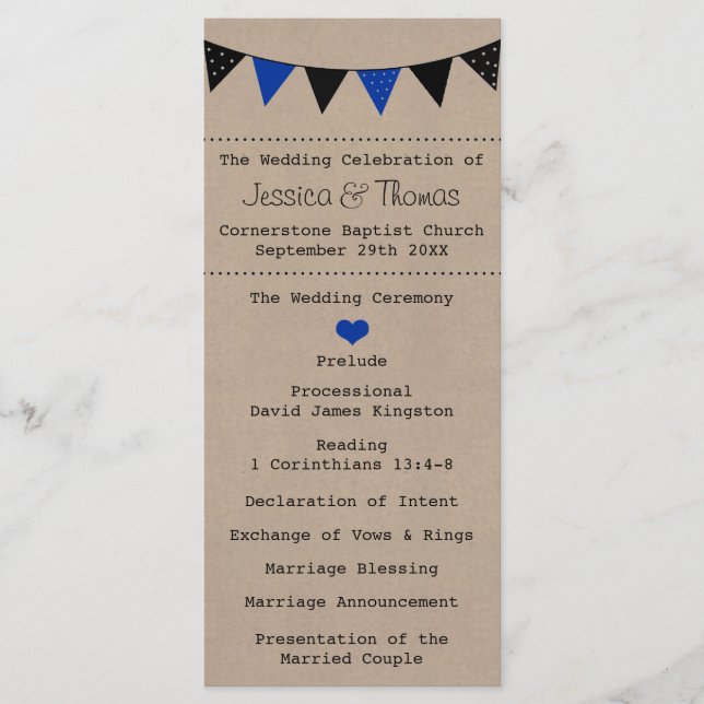 The Modern Blue Bunting Wedding Collection Programme (Front)