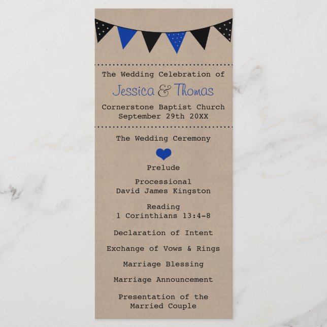 The Modern Blue Bunting Wedding Collection Programme (Front)