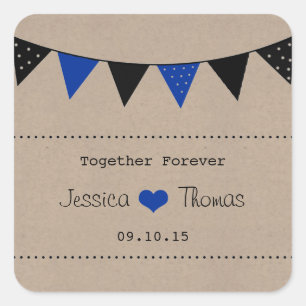 The Modern Blue Bunting Wedding Collection Square Sticker