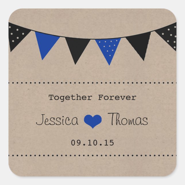 The Modern Blue Bunting Wedding Collection Square Sticker (Front)
