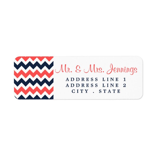 The Modern Chevron Wedding Collection Navy & Coral (Front)