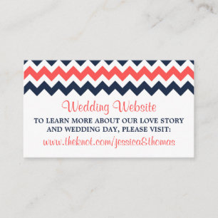 The Modern Chevron Wedding Collection Navy & Coral Enclosure Card