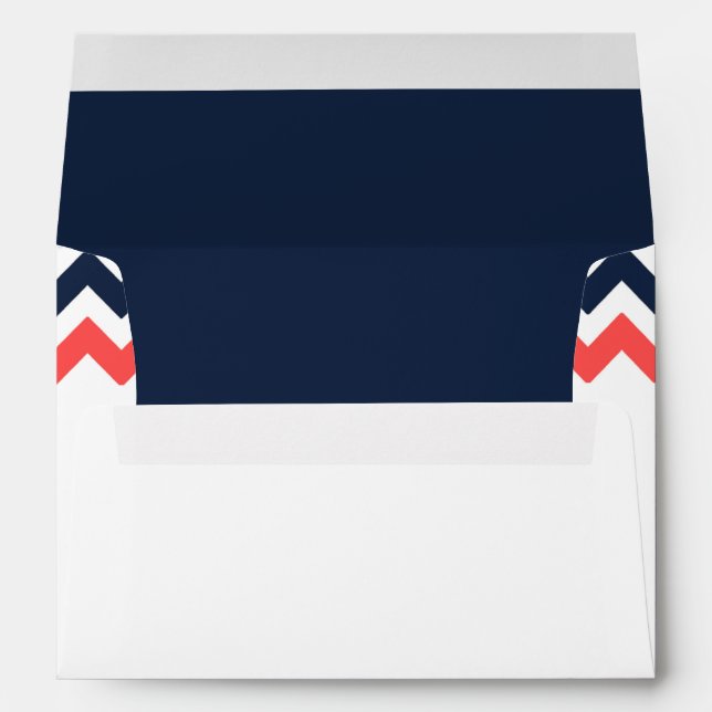 The Modern Chevron Wedding Collection Navy & Coral Envelope (Back (Bottom))