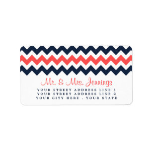 The Modern Chevron Wedding Collection Navy & Coral Label