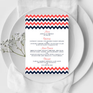 The Modern Chevron Wedding Collection Navy & Coral Menu