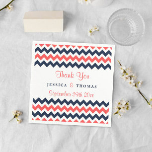 The Modern Chevron Wedding Collection Navy & Coral Napkin