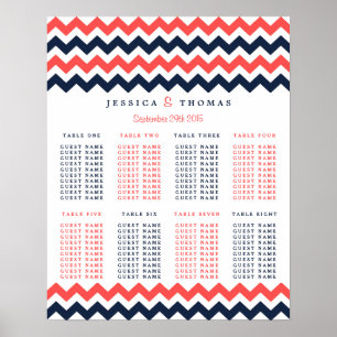 The Modern Chevron Wedding Collection Navy & Coral Poster