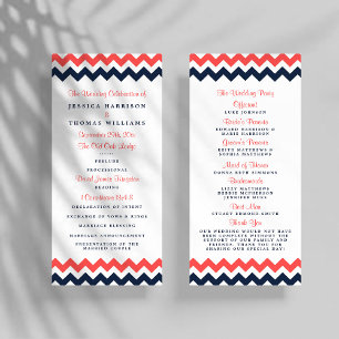 The Modern Chevron Wedding Collection Navy & Coral Programme