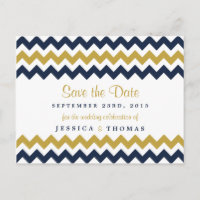 The Modern Chevron Wedding Collection- Navy & Gold