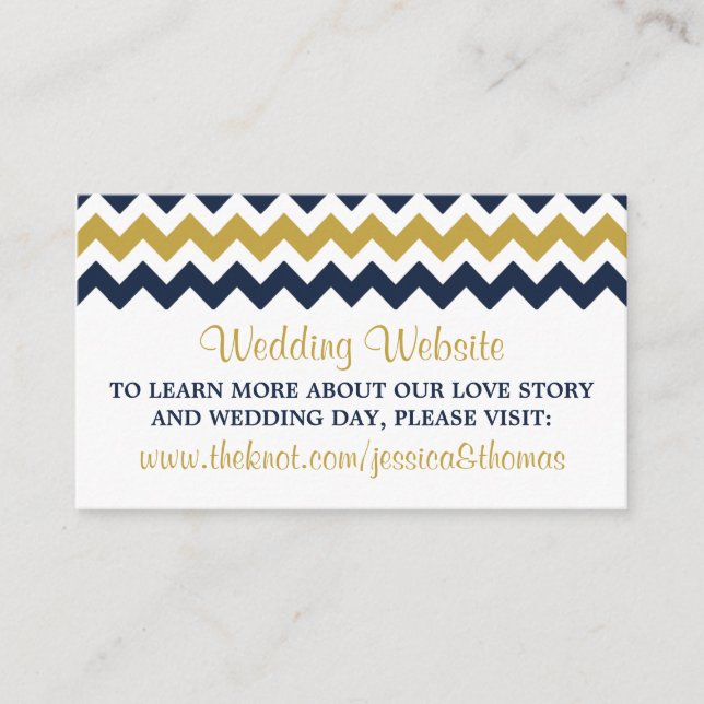 The Modern Chevron Wedding Collection- Navy & Gold Enclosure Card (Front)