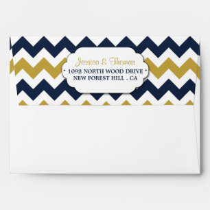 The Modern Chevron Wedding Collection- Navy & Gold Envelope
