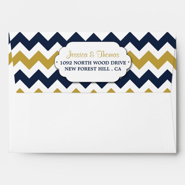 The Modern Chevron Wedding Collection- Navy & Gold Envelope (Back (Top Flap))