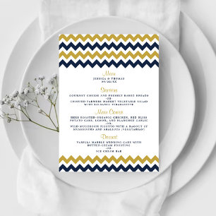 The Modern Chevron Wedding Collection- Navy & Gold Menu