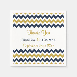 The Modern Chevron Wedding Collection Navy & Gold Napkin