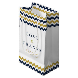 The Modern Chevron Wedding Collection- Navy & Gold Small Gift Bag