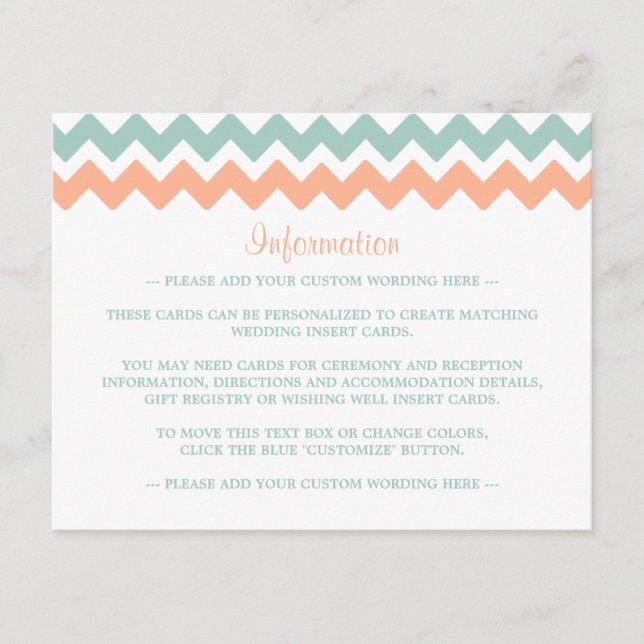 The Modern Chevron Wedding Collection Peach & Mint Enclosure Card (Front)