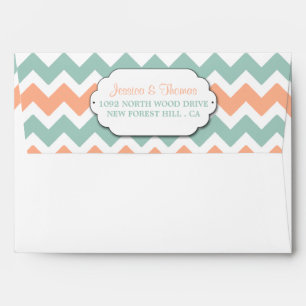 The Modern Chevron Wedding Collection Peach & Mint Envelopes