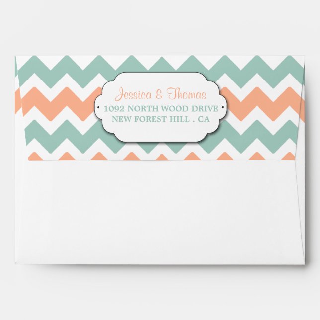 The Modern Chevron Wedding Collection Peach & Mint Envelopes (Back (Top Flap))