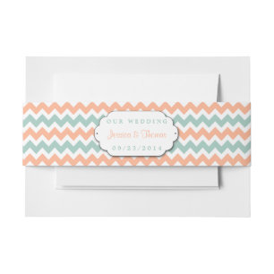 The Modern Chevron Wedding Collection Peach & Mint Invitation Belly Band