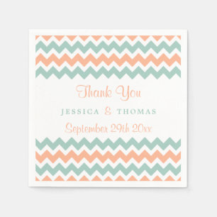 The Modern Chevron Wedding Collection Peach & Mint Napkin