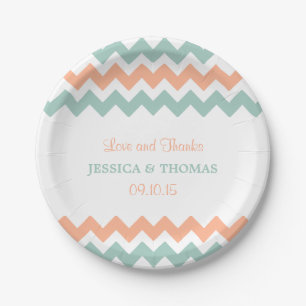 The Modern Chevron Wedding Collection Peach & Mint Paper Plate