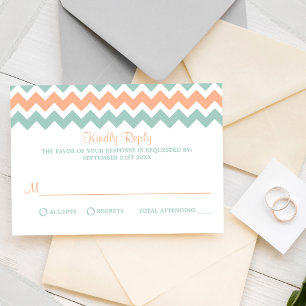 The Modern Chevron Wedding Collection Peach & Mint RSVP Card