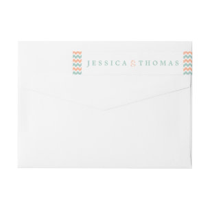 The Modern Chevron Wedding Collection Peach & Mint Wrap Around Label