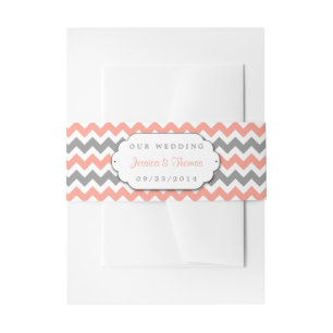 The Modern Chevron Wedding Collection- Pink & Grey Invitation Belly Band