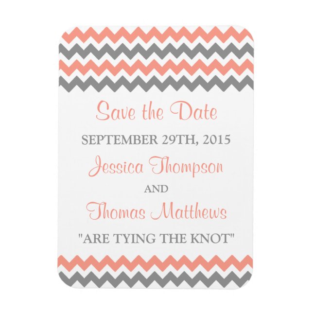 The Modern Chevron Wedding Collection- Pink & Grey Magnet (Vertical)