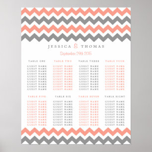 The Modern Chevron Wedding Collection- Pink & Grey Poster