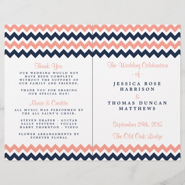 The Modern Chevron Wedding Collection- Pink & Navy (Front)
