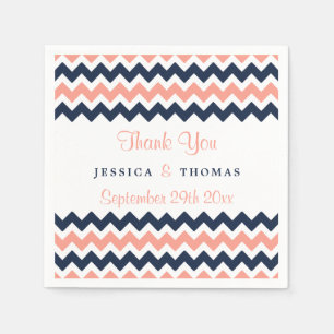 The Modern Chevron Wedding Collection- Pink & Navy Napkin
