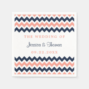 The Modern Chevron Wedding Collection Pink & Navy Napkin