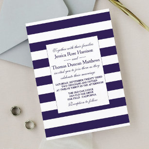 The Modern Navy Stripe Wedding Collection Invitation