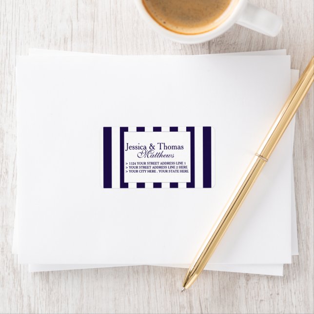 The Modern Navy Stripe Wedding Collection Label (Insitu)