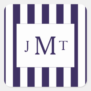 The Modern Navy Stripe Wedding Collection Square Sticker