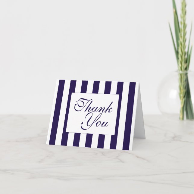 The Modern Navy Stripe Wedding Collection Thank You Card (Front)