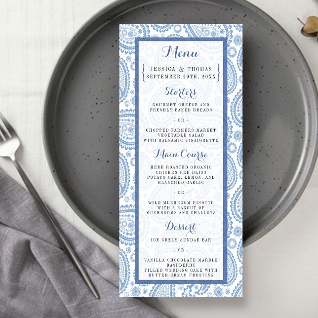 The Modern Paisley Wedding Collection - Blue Menu (Creator Uploaded)