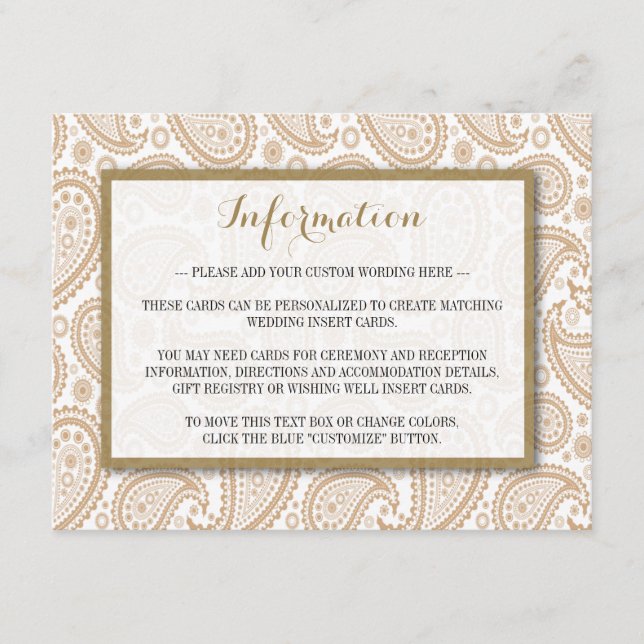 The Modern Paisley Wedding Collection - Brown Enclosure Card (Front)