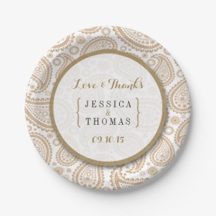 The Modern Paisley Wedding Collection - Brown Paper Plate