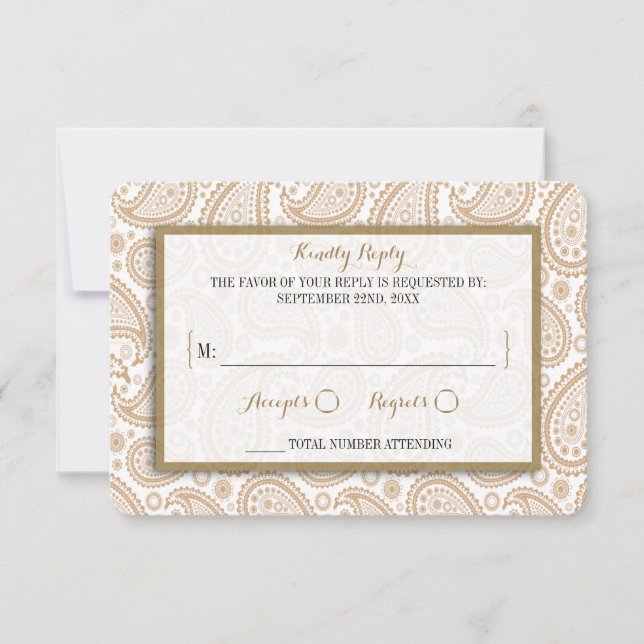 The Modern Paisley Wedding Collection - Brown RSVP Card (Front)
