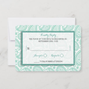 The Modern Paisley Wedding Collection - Green RSVP Card