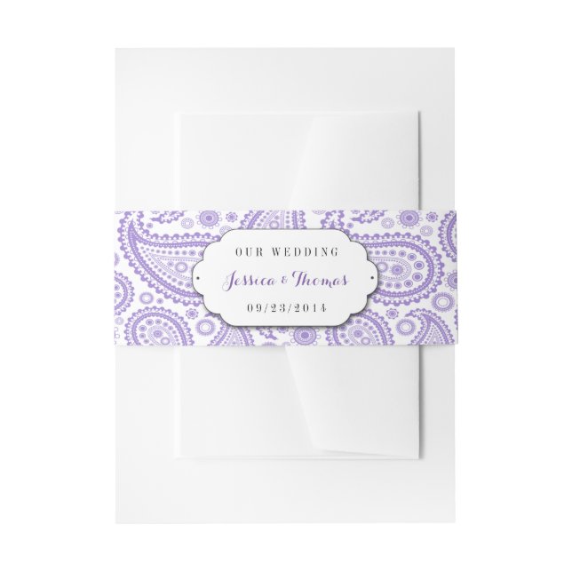 The Modern Paisley Wedding Collection - Purple Invitation Belly Band (Front Example)